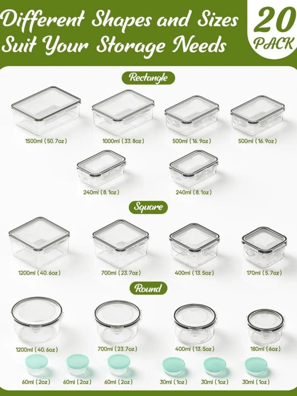 40-Piece BPA-Free Food Storage Containers Set | Leak-Proof Kitchen Organization